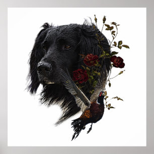 Poster Grand Munsterlander avec faisan