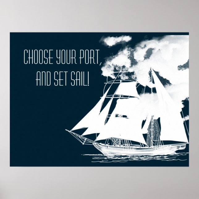 Poster Grand navire et nuages Nautique (Devant)