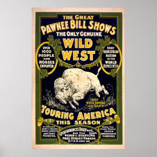 Poster Grand Pawnee Bill1903 - ouest sauvage vintage