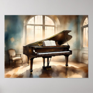 Poster Grand Piano noir élégant - Musique intemporelle