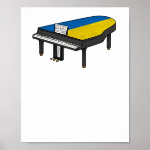 Poster Grand Piano Ukrainien Drapeau Pianiste musicien St