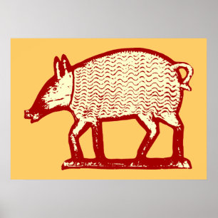Poster Grand porc rouge : Art populaire pour la cuisine