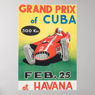 Poster Grand prix 1958 d'affiche du Cuba