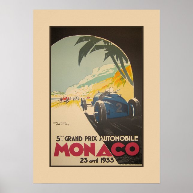 Poster Grand Prix automobile de Monaco 1933 (Devant)