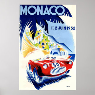 Poster Grand Prix automobile de Monaco 1952