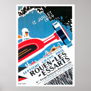 Poster Grand Prix automobile Rouen Les Essarts 1959