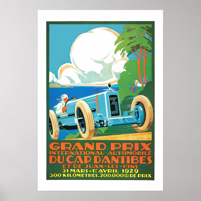 Poster Grand Prix automobile vintage 1929 (Devant)