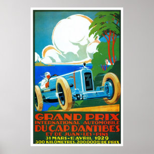 Poster Grand Prix des voitures de course vintage français
