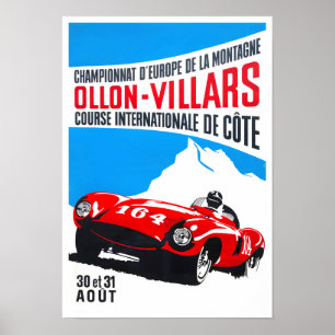 Poster Grand Prix vintage de course automobile