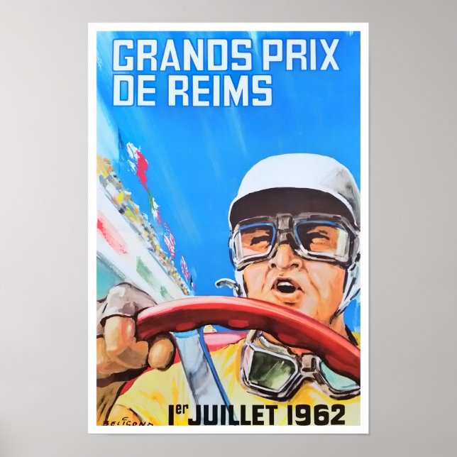 Poster Grand Prix vintage de Reims 1962 (Devant)