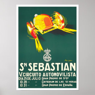 Poster Grand Prix vintage de Saint-Sébastien 1927
