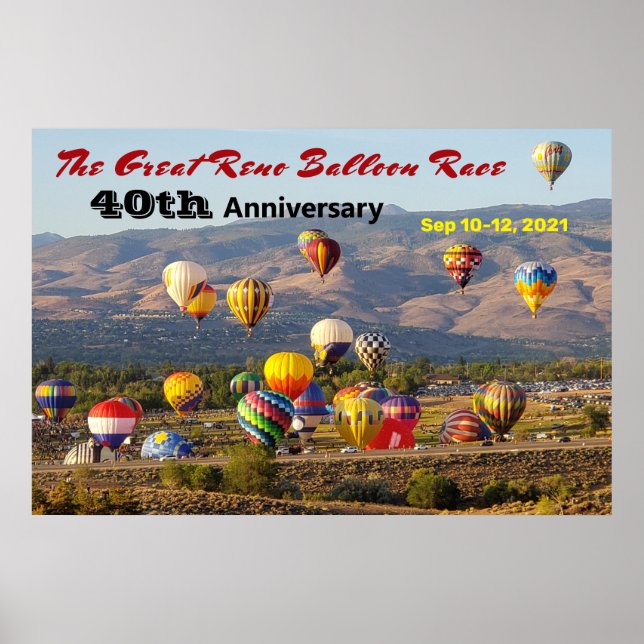 Poster Grand Reno Balloon Race Balloons de Montée 40e ann (Devant)