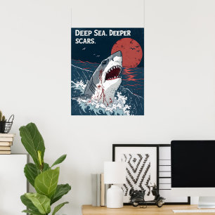 Poster Grand requin blanc Deep Sea Deeper Scars
