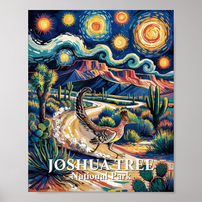 Poster Grand Roadrunner de Joshua Tree Nuit Van Gogh Pers (Devant)