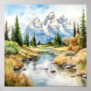Poster Grand Teton National Park Painting Imprimer