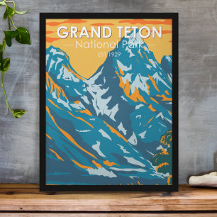 Poster Grand Teton Parc National Wyoming Vintage