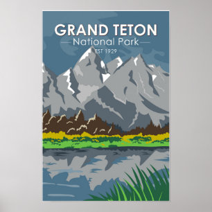 Poster Grand Teton Parc National Wyoming Vintage