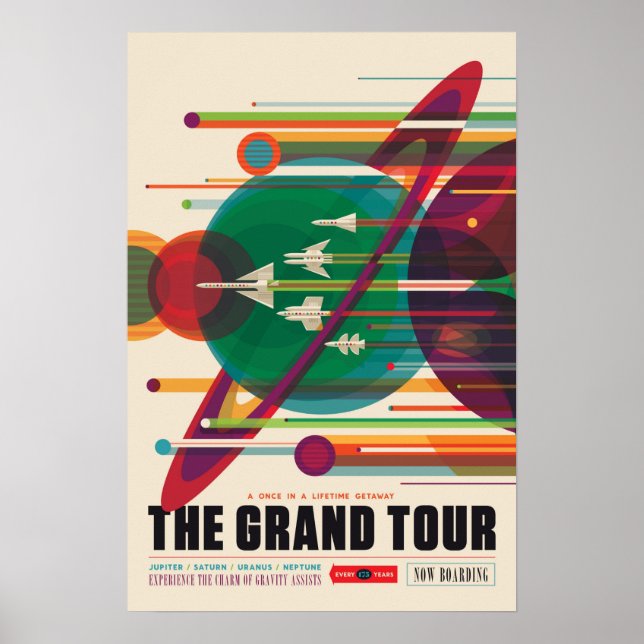 Poster GRAND TOUR Une fois une vie NASA Space Travel (Devant)