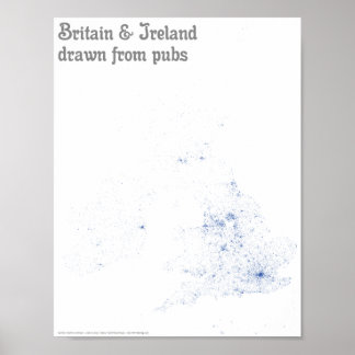 Poster Grande-Bretagne et Irlande tiré des pubs - Carte I