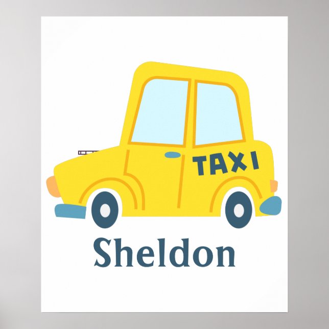 Poster Grande cabine de taxi jaune rétro personnalisée (Devant)
