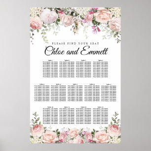 Poster Grande carte de sièges Mariages à 13 tables en fle
