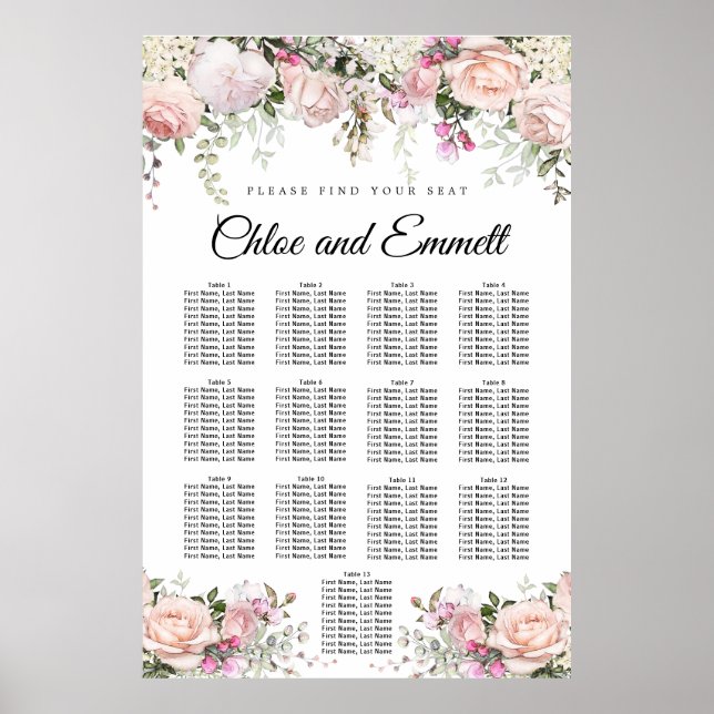 Poster Grande carte de sièges Mariages à 13 tables en fle (Devant)