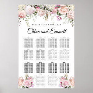 Poster Grande carte de sièges Mariages à 14 tables en fle
