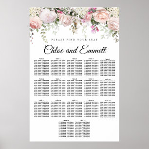 Poster Grande carte de sièges Mariages à 17 tables en fle