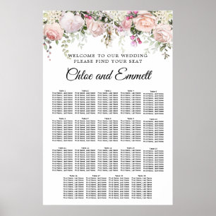 Poster Grande carte de sièges Mariages à 19 tables en fle