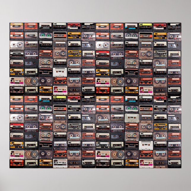 Poster Grande collection de cassettes audio. Musique rétr (Devant)