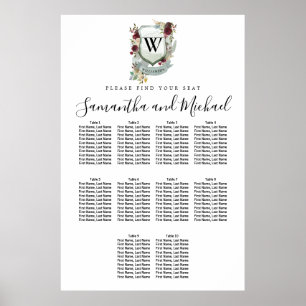 Poster Grande crête florale rouge 10 tables
