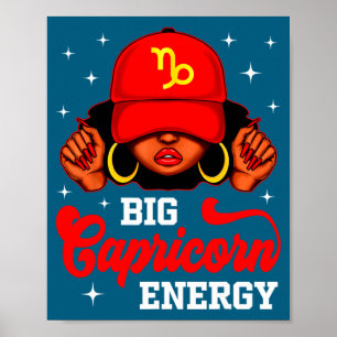 Poster Grande Énergie Capricorne Femme Noire Avec Zodi Ro