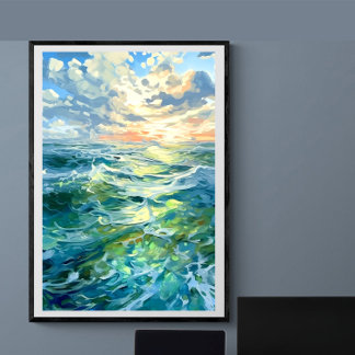 Poster Grande mer au coucher du soleil | Ai