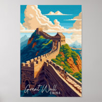 Grande Muraille Chine Art illustration de voyage v