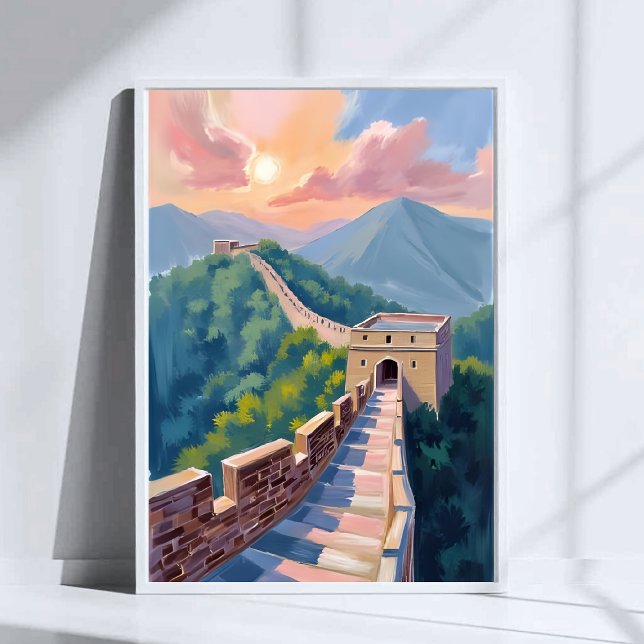 Poster Grande Muraille de Chine | Peinture de voyage (Créateur téléchargé)