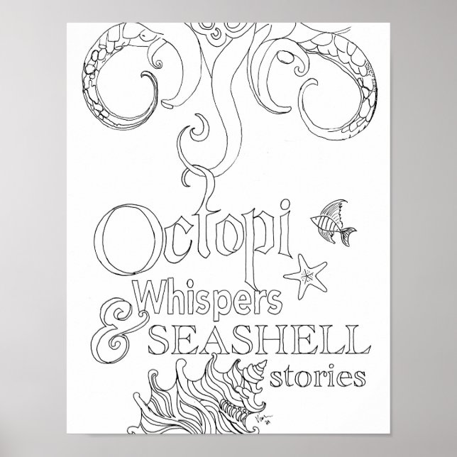 Poster Grande page de coloriage pour adultes Octopus Ocea (Devant)