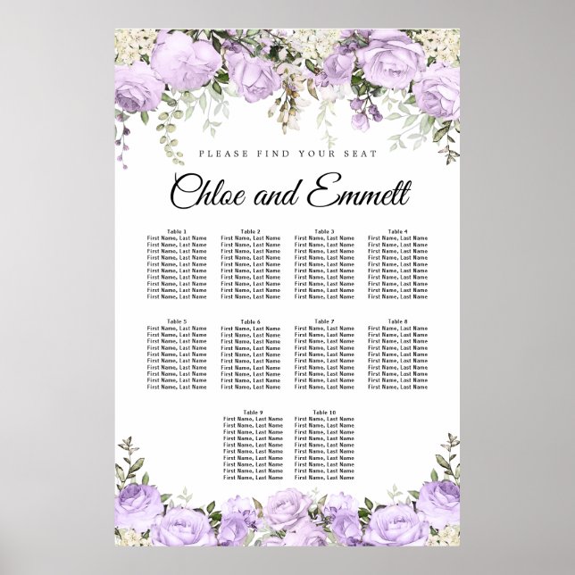 Poster Grande Plaine Florale 10 Table Mariage (Devant)