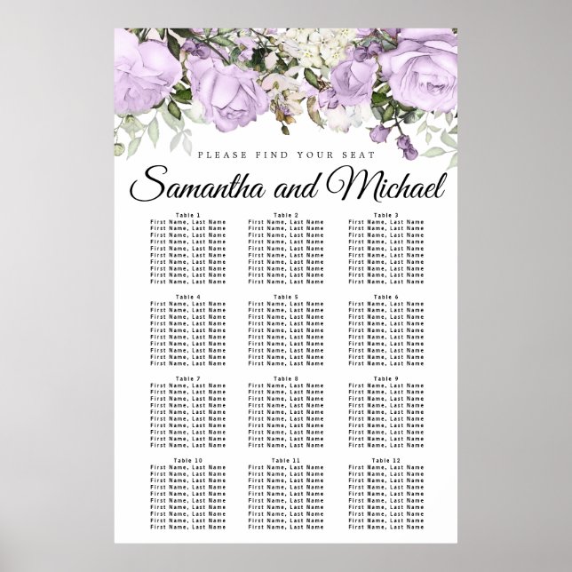 Poster Grande Plaine Florale 12 Table Mariage (Devant)