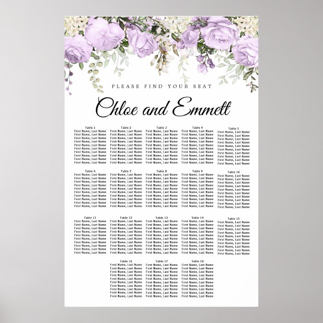 Poster Grande Plaine Florale 18 Table Mariage (Devant)
