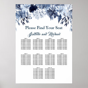 Poster Grande Plaine Flore Bleue 10 tables