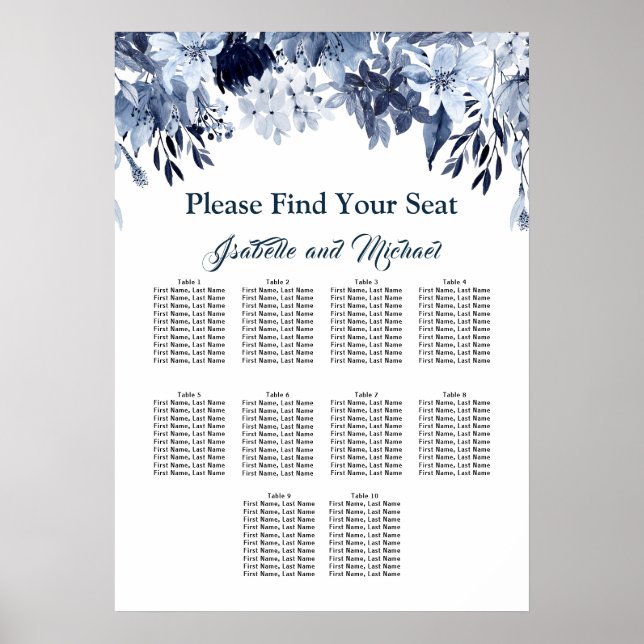 Poster Grande Plaine Flore Bleue 10 tables (Devant)