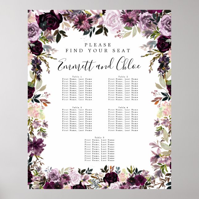 Poster Grande Plaine rose violet Plaine 5 tables (Devant)