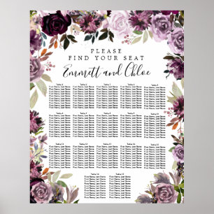 Poster Grande Plaine rose violet Plaine de 17 tables