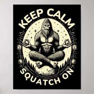 Poster Grande Pose de Yoga de Bigfoot Drôle de Sasquatch