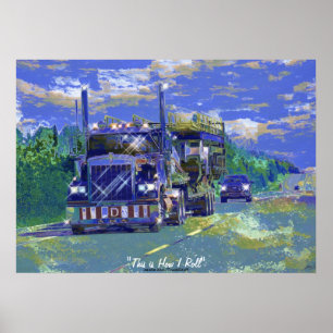 Poster Grande route de camion d'installation conduisant