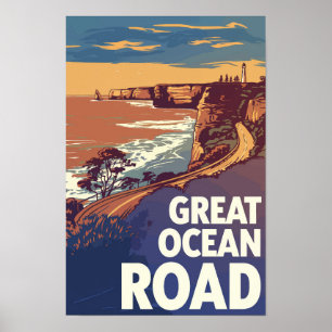 Poster Grande route océanique Voyage Art Vintage