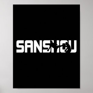Poster Grande Silhouette Sanshou de kickboxing chinois ma