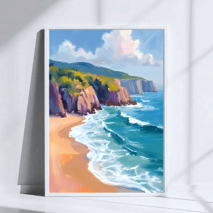 Poster Grande Sur, Californie Peinture à l'aquarelle de l