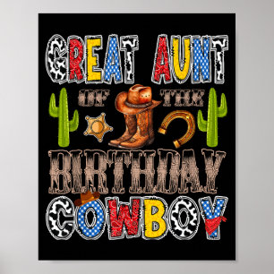Poster Grande tante du cow-boy d'anniversaire western ann