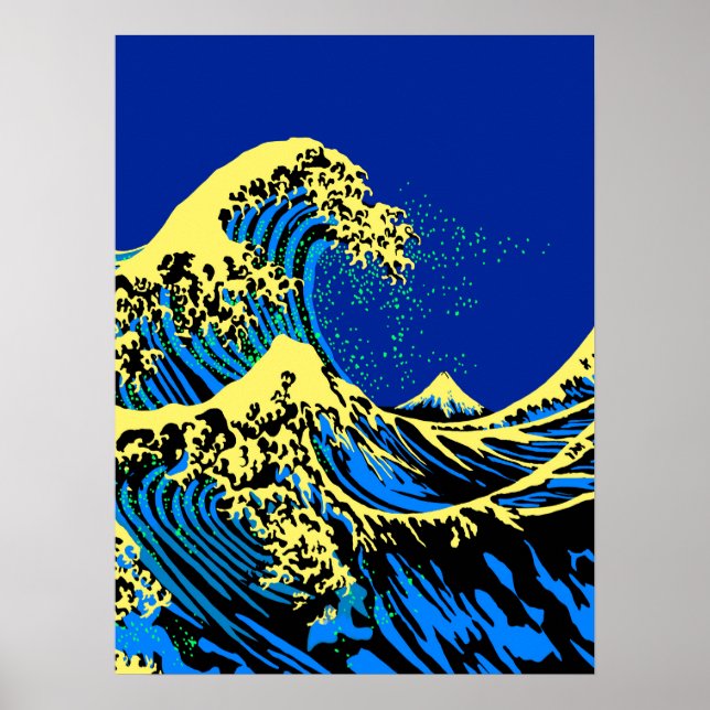 Poster Grande vague Hokusai dans l'accent de style pop ar (Devant)
